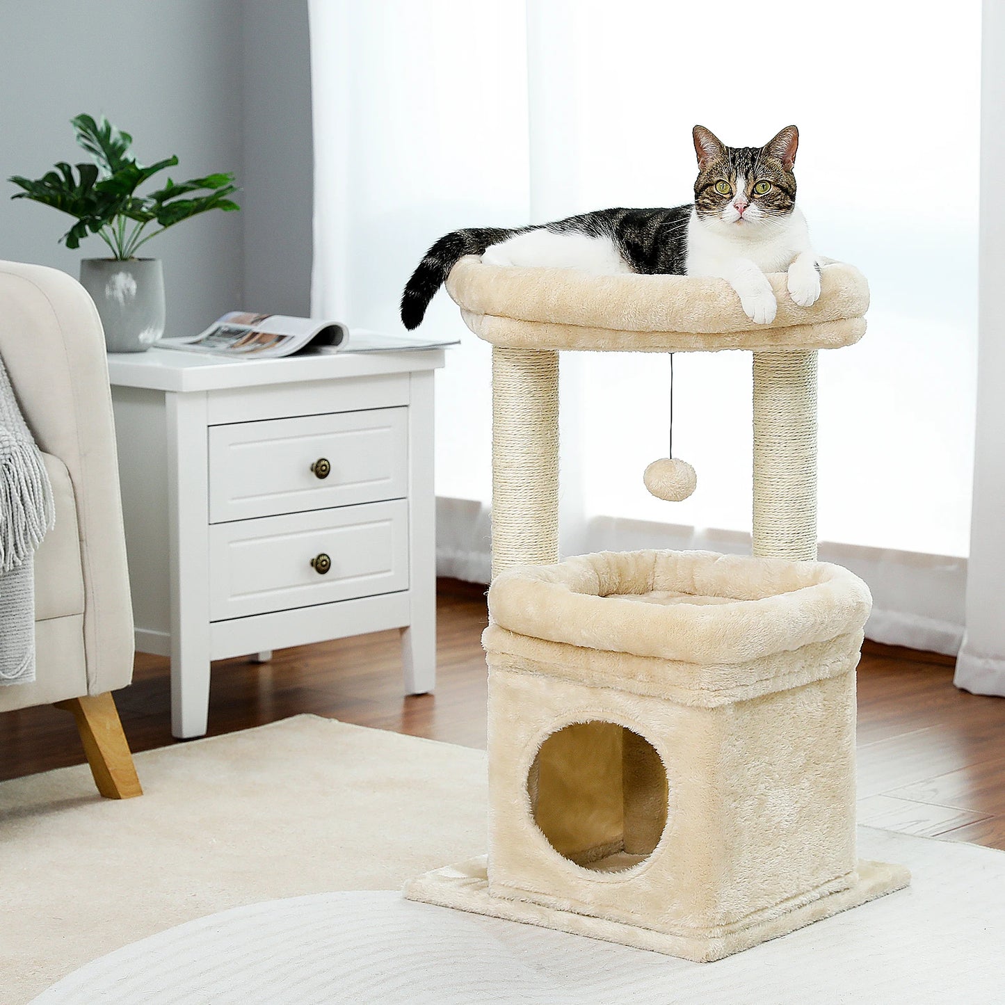 PEQULTICN Cat Tree Tower With Cozy Condo And Top Perch