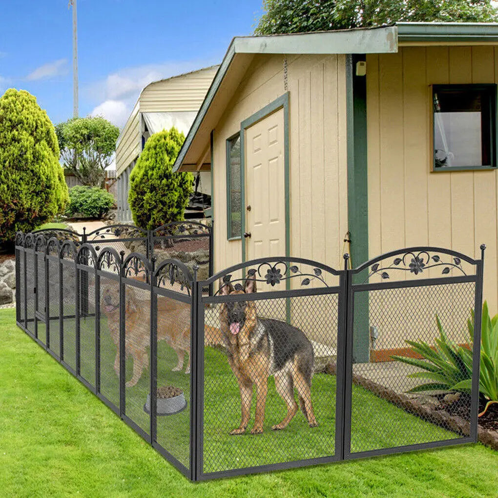 BINGOPAW 8 Panels Metal Dog Playpen Gate Foldable Heavy Duty