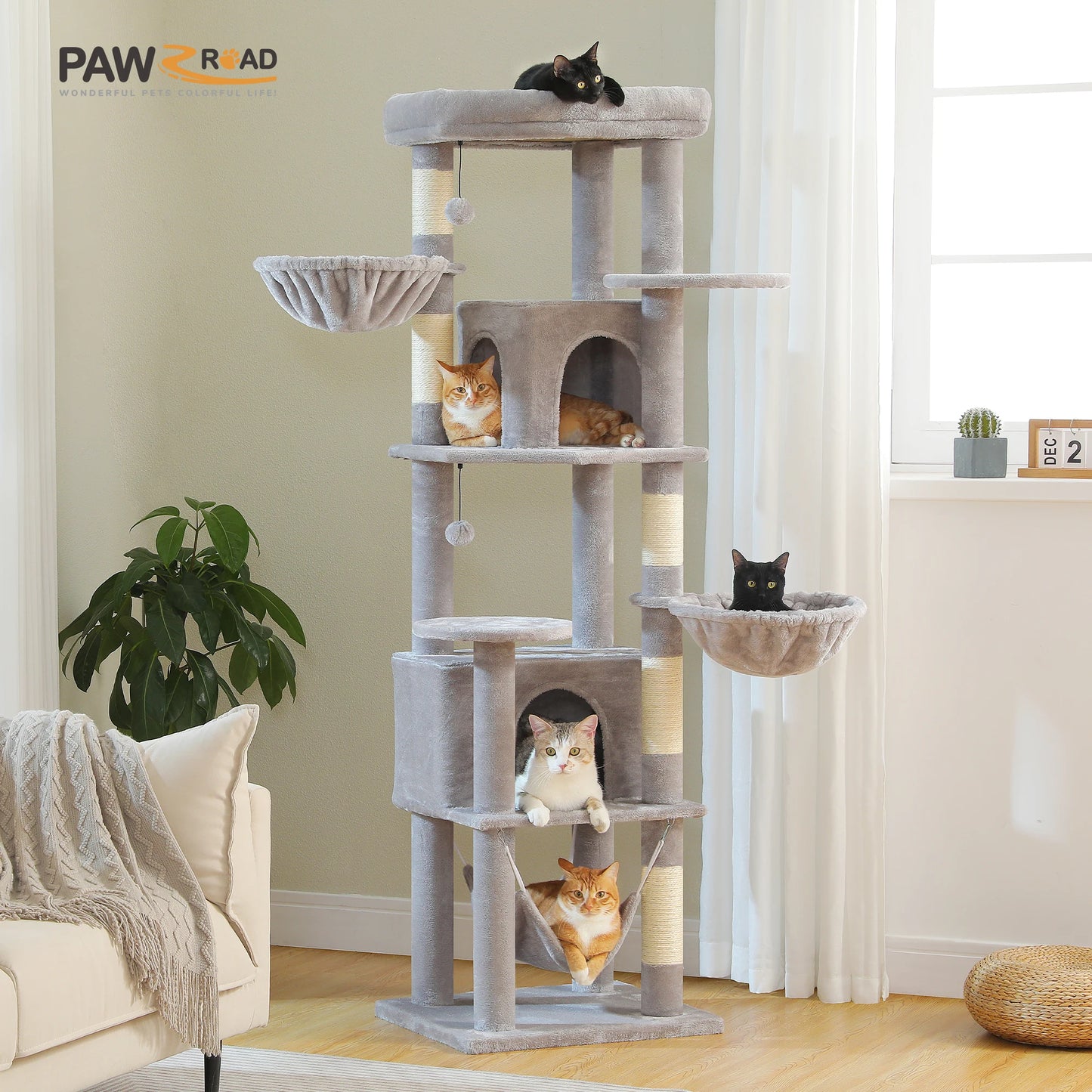 PEQULTICN Luxury Cat Tree With Sisal Scratching Posts And Condo