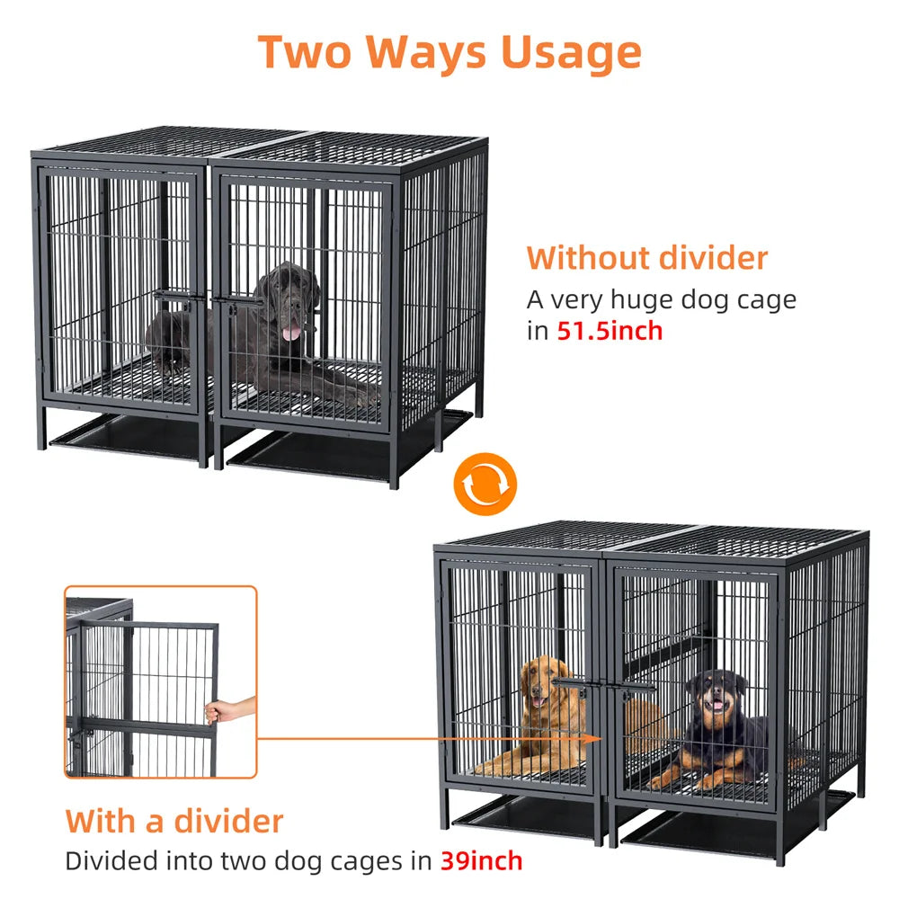 Borwarth Heavy Duty Dog Crate With Removable Divider Panel