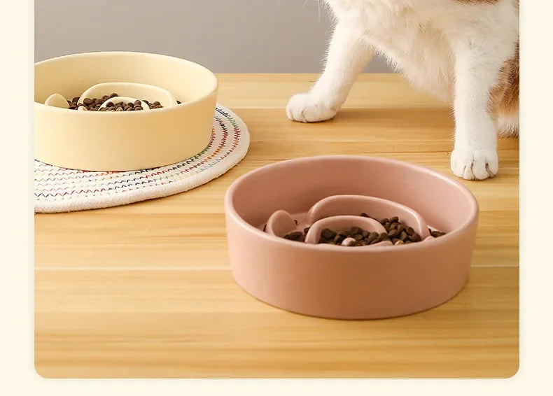 Ceramic Slow Feeder Pet Bowl for Dogs and Cats Universal