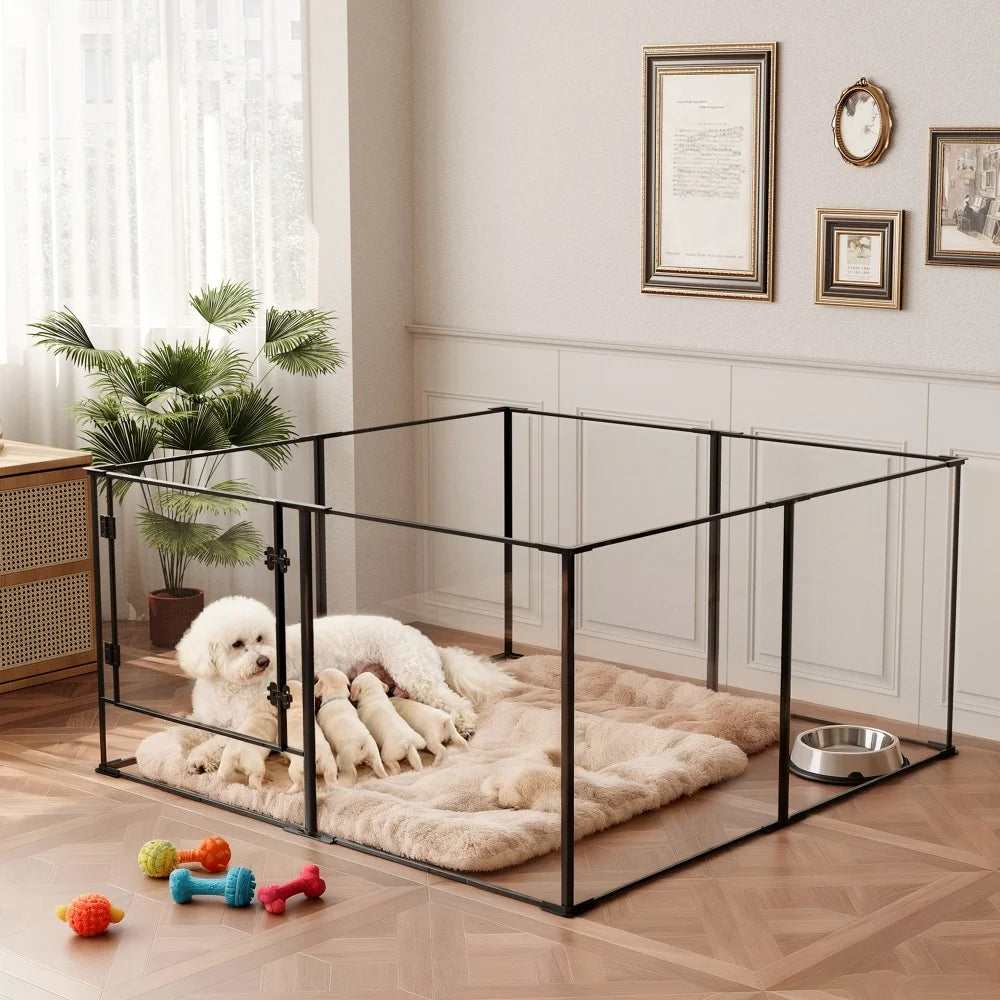 BORWAR Premium Acrylic Aluminum Pet Playpen Enclosure With Full Visibility