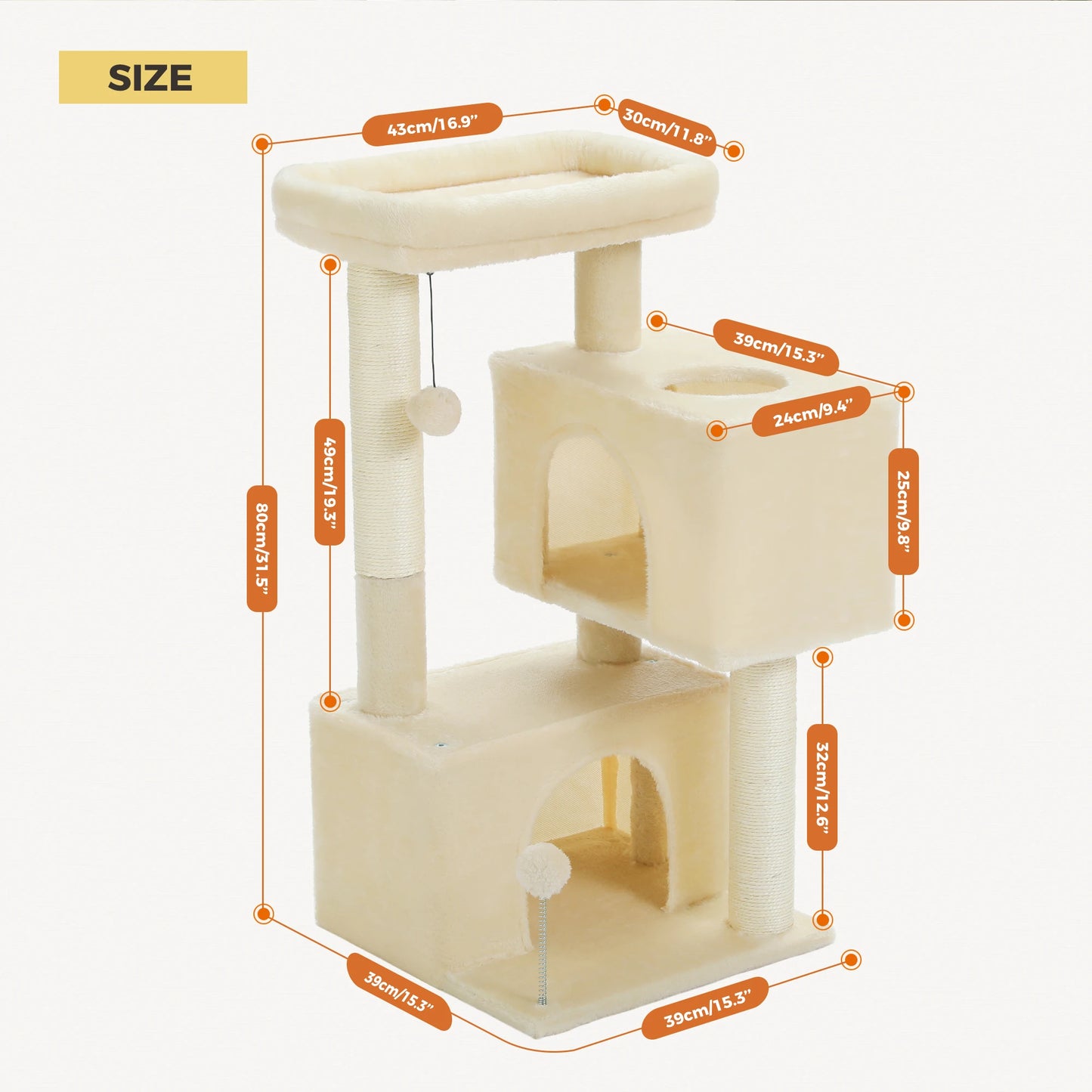 Pawz Road Multi-Level Indoor Cat Tree With Spacious Condos And Scratching Pad