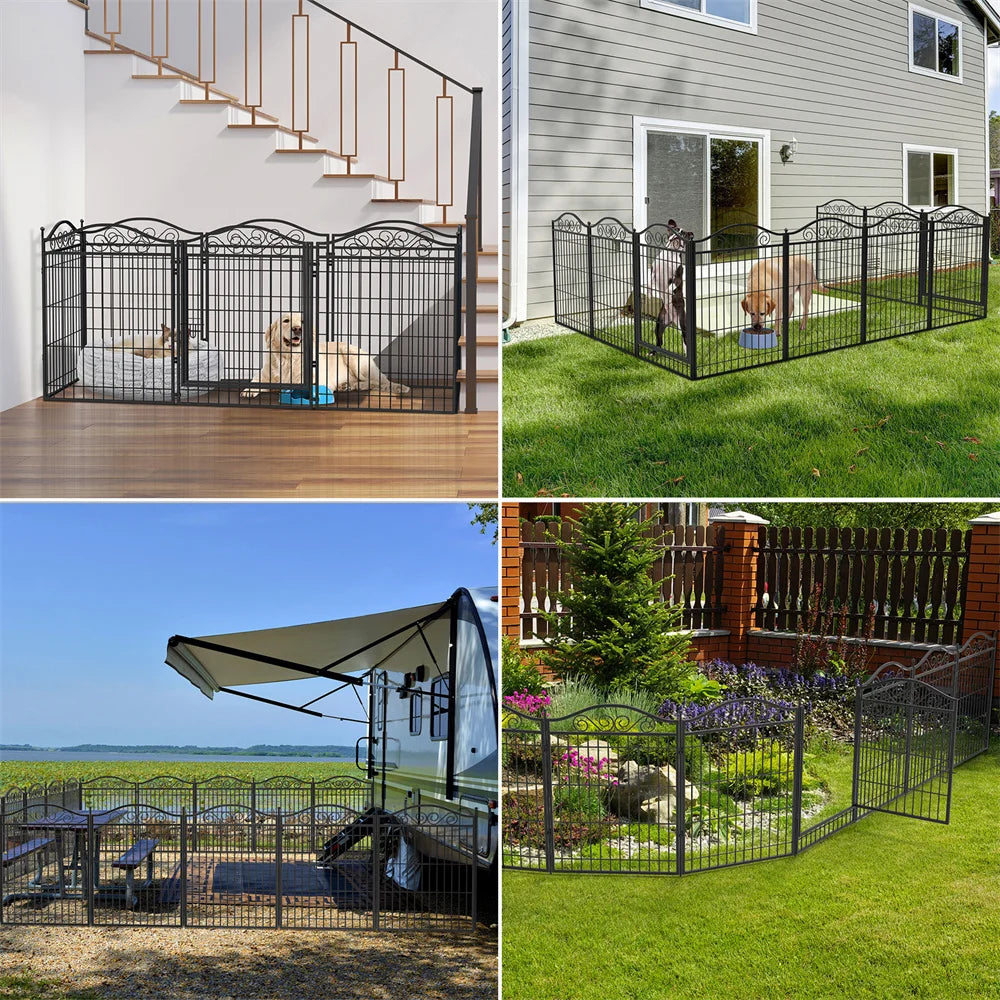 BORWARTH Heavy Duty Dog Playpen 8-Panel Metal Fence With Door