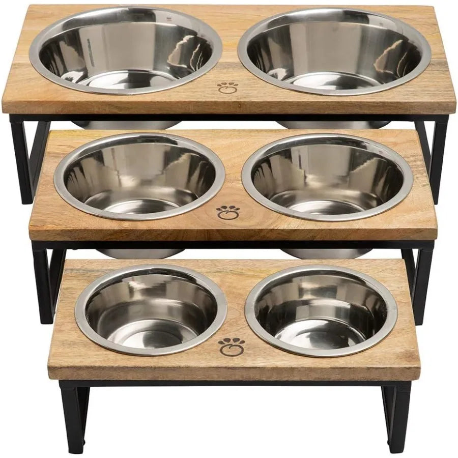 High Concerned Elevated Pet Feeder With 2 Stainless Steel Bowls