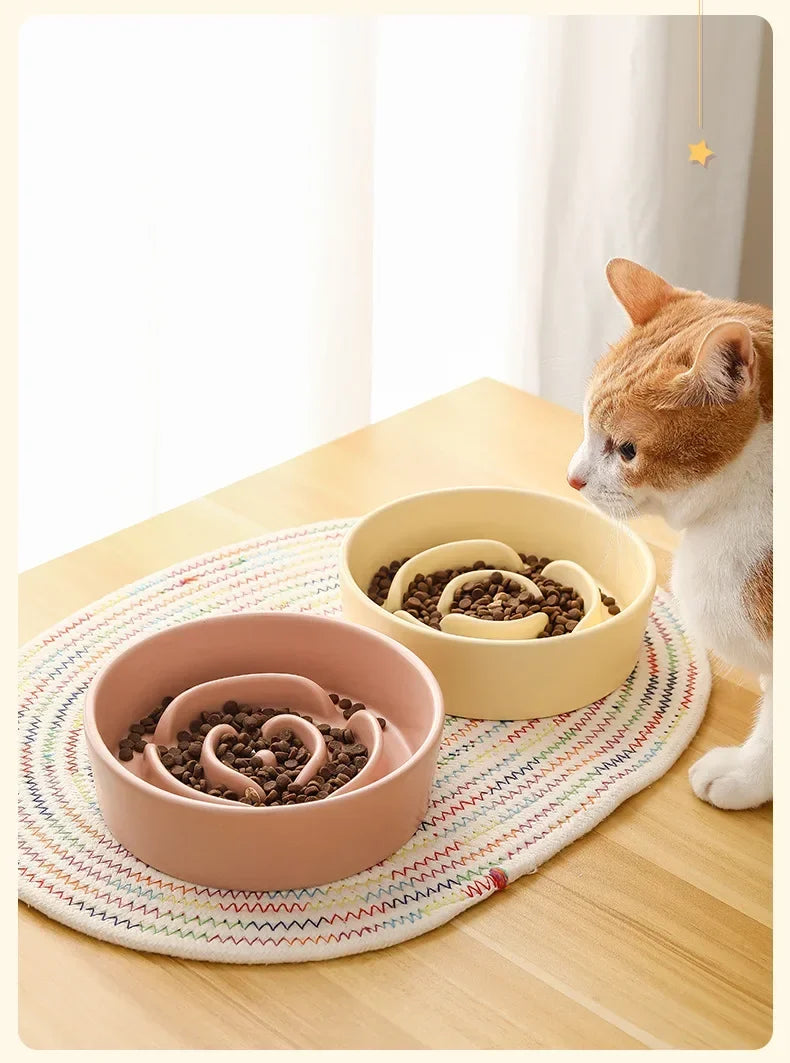 Ceramic Slow Feeder Pet Bowl for Dogs and Cats Universal