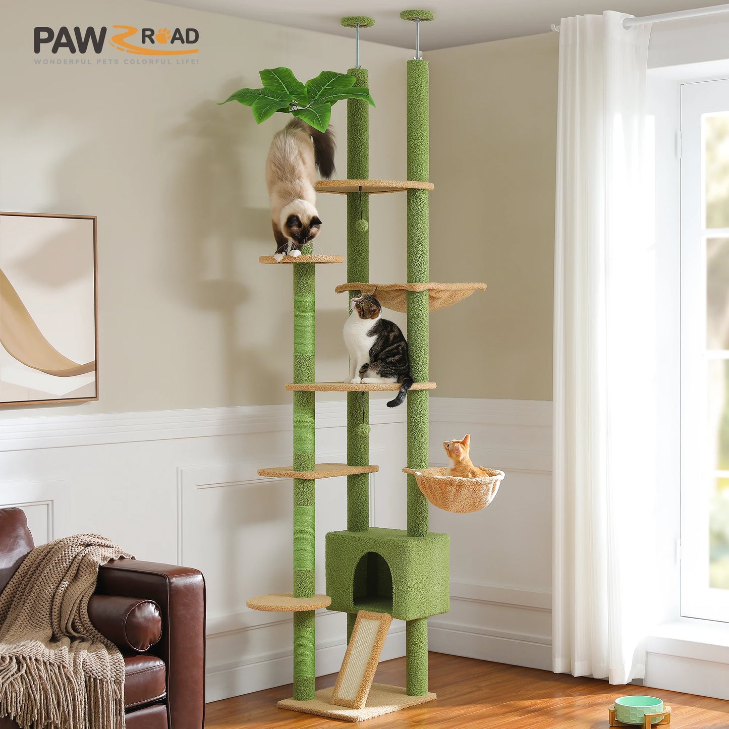 PAWZ Road Floor To Ceiling Cat Tree With Sisal Posts
