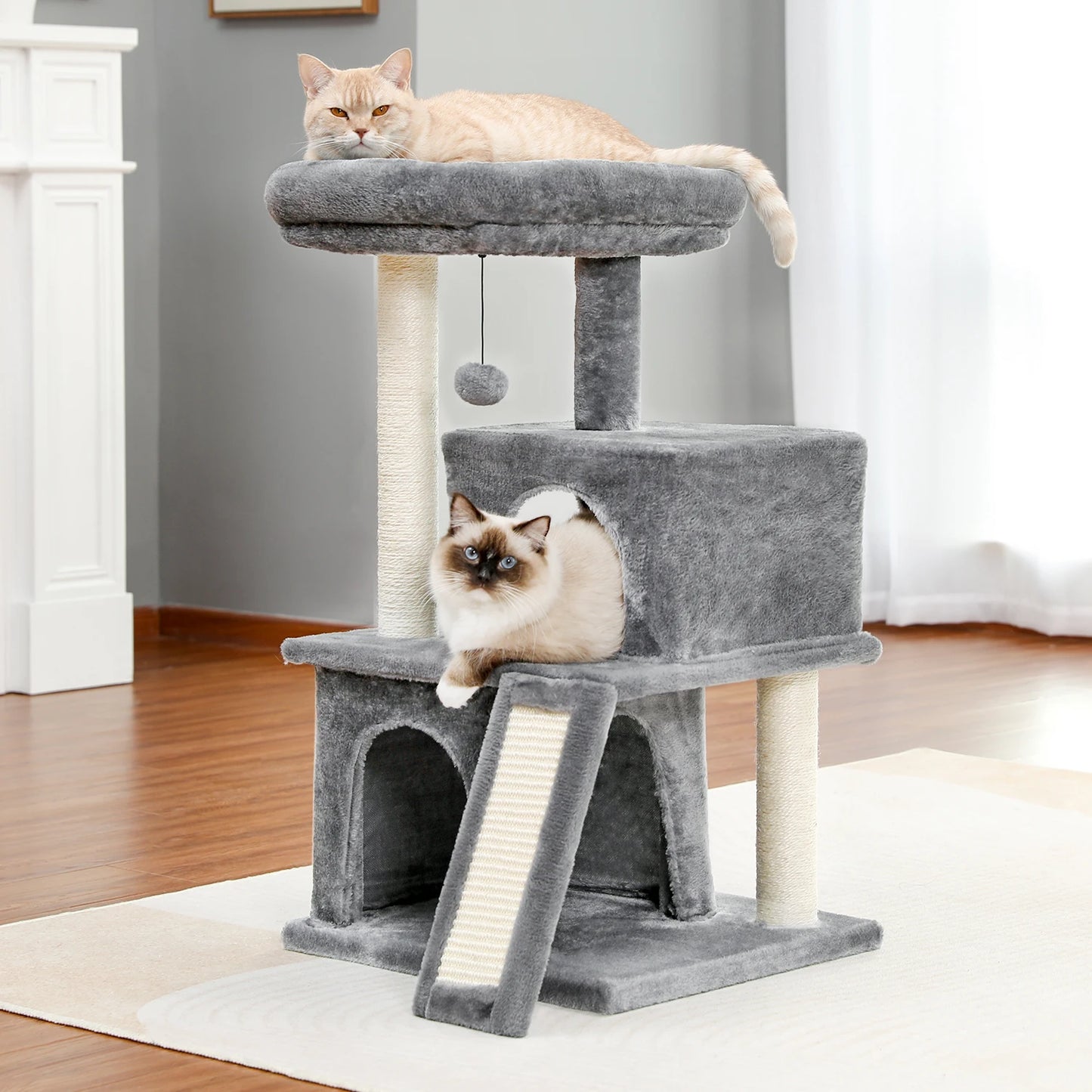 Pawz Road Multi-Level Indoor Cat Tree With Spacious Condos And Scratching Pad