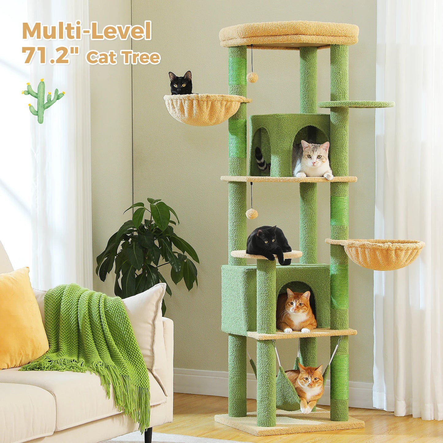 PEQULTICN Luxury Cat Tree With Sisal Scratching Posts And Condo