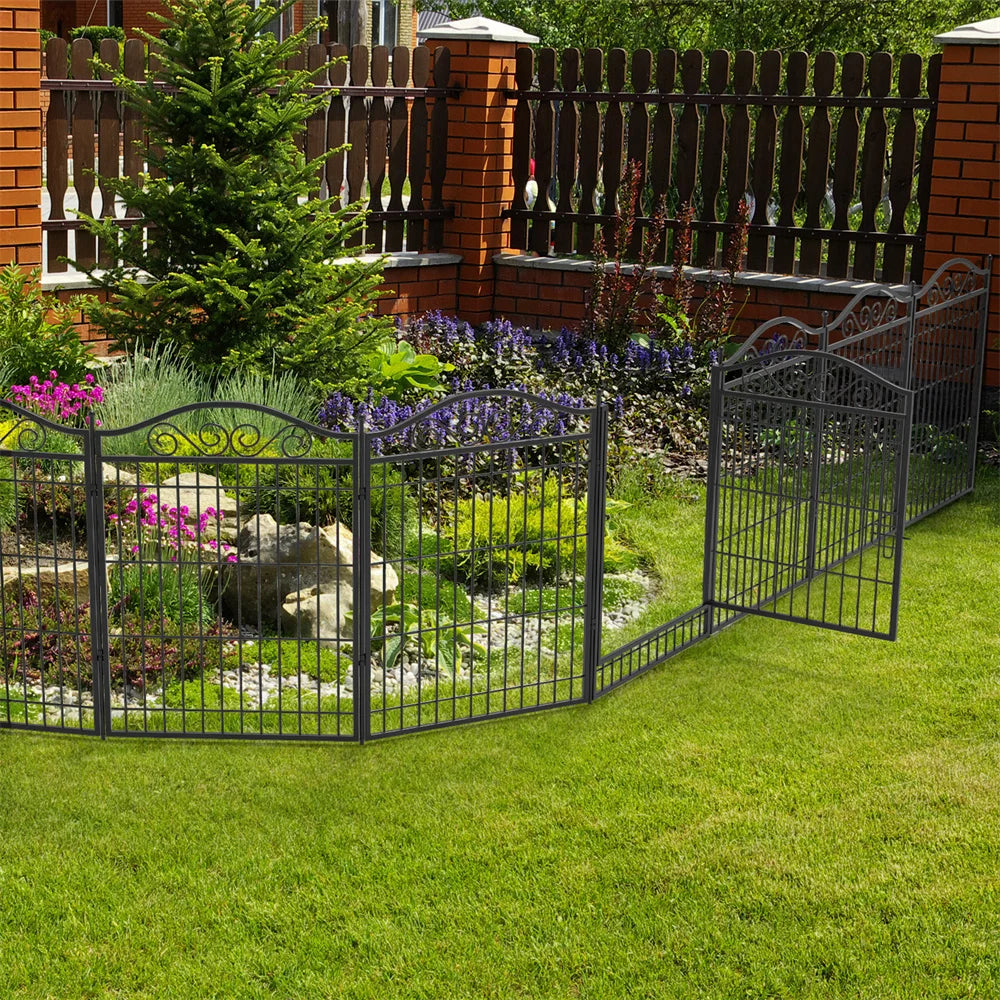BORWARTH Heavy Duty Dog Playpen 8-Panel Metal Fence With Door