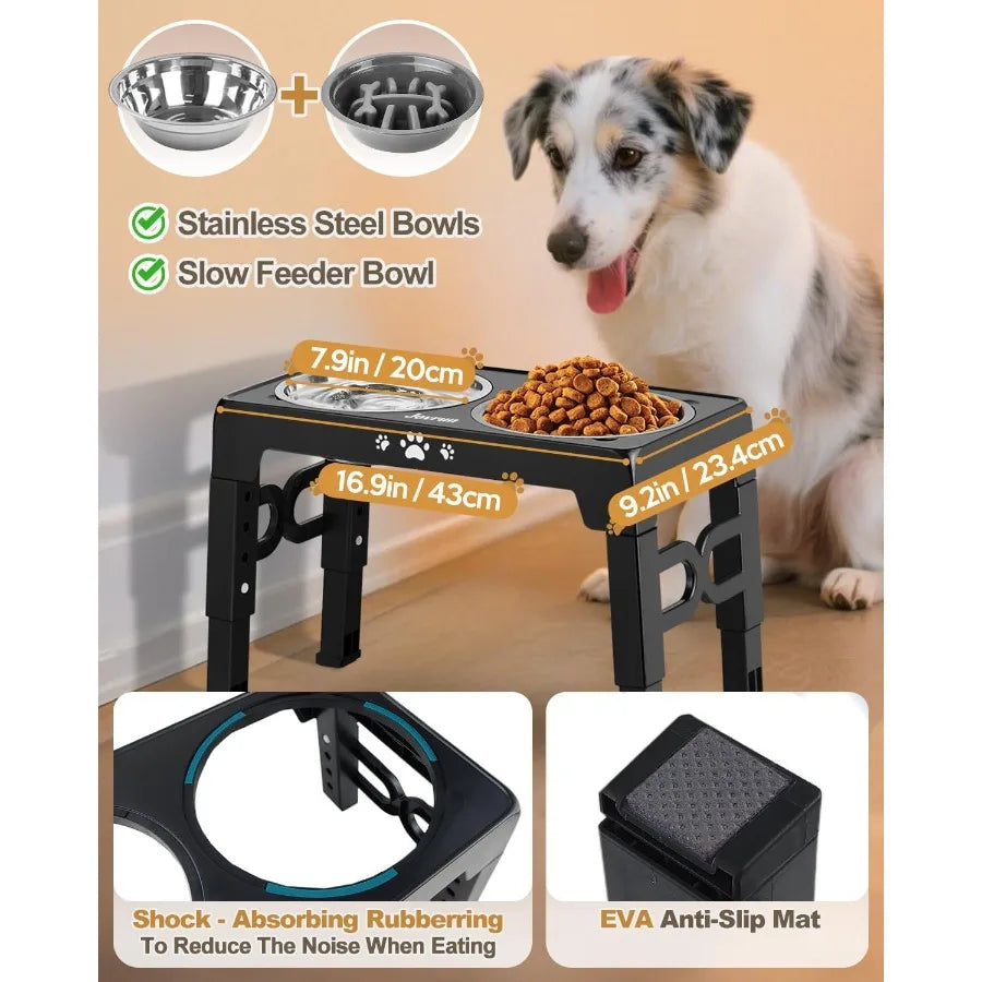 High Concerned Elevated Dog Feeder With Stainless Steel Bowls