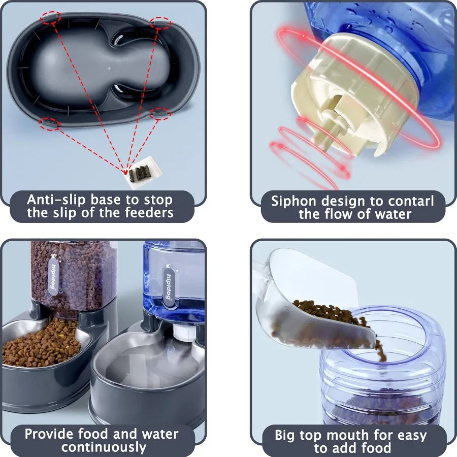 High Concerned Automatic Pet Feeder Water Dispenser Stainless Steel Bowls