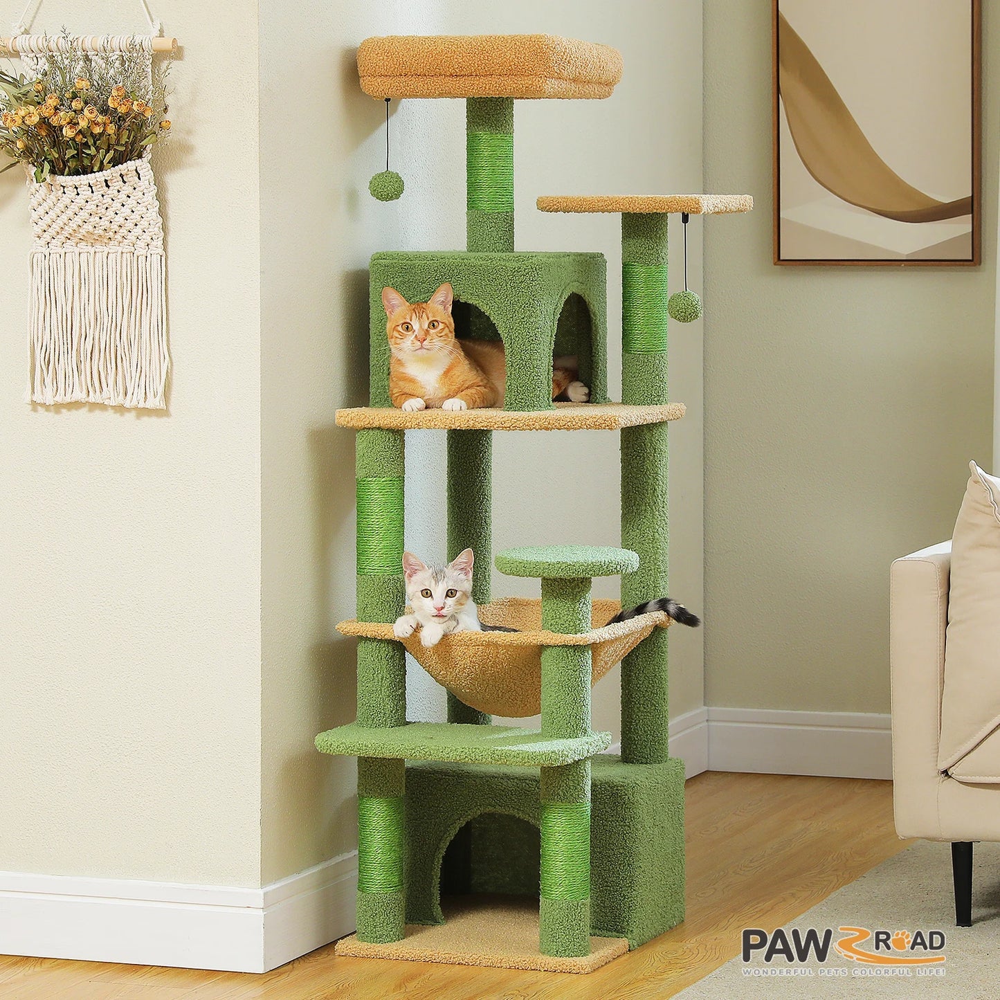 PEQULTICN Six Level Cat Tree Tower Cozy Hammock And Perches