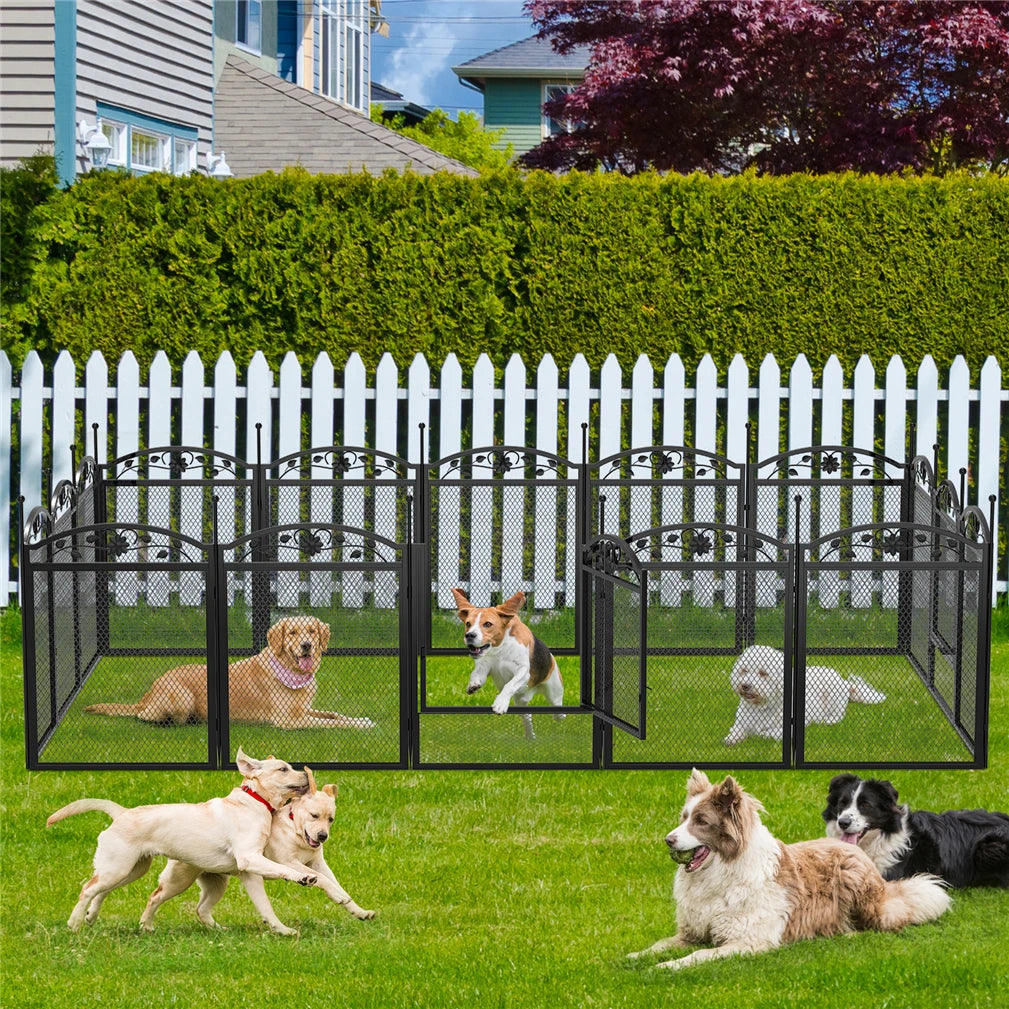 BINGOPAW 8 Panels Metal Dog Playpen Gate Foldable Heavy Duty