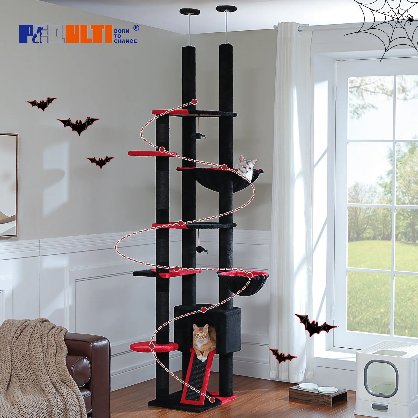 PAWZ Road Floor To Ceiling Cat Tree With Sisal Posts
